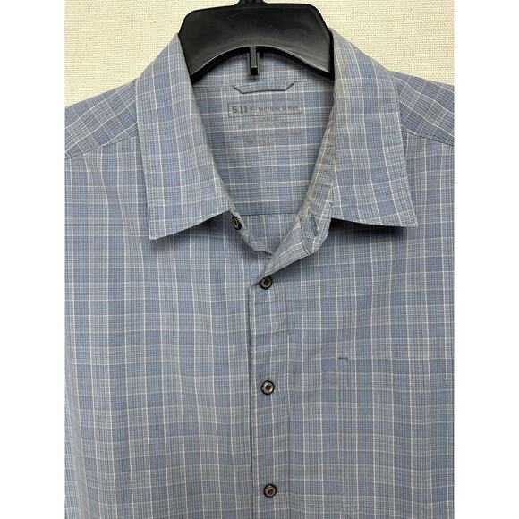 5.11 Tactical Series Shirt Mens XL Blue Plaid Performance Snap Up Lightweight - Picture 2 of 12